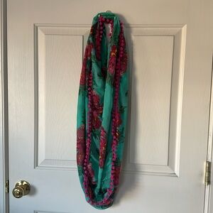 Aerie Teal and Pink Floral Scarf